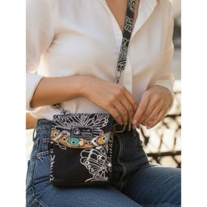 ZAND Amsterdam Crossbody Bag Handmade Canvas Butterfly Print Boho Festival Trave